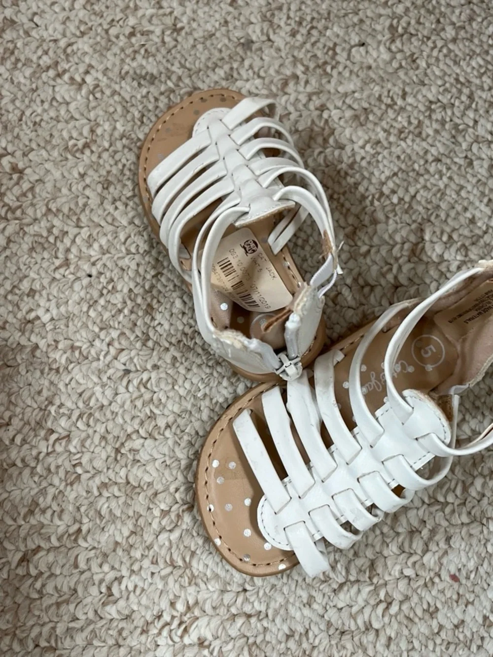 White Girls' Strappy Gladiator Sandals